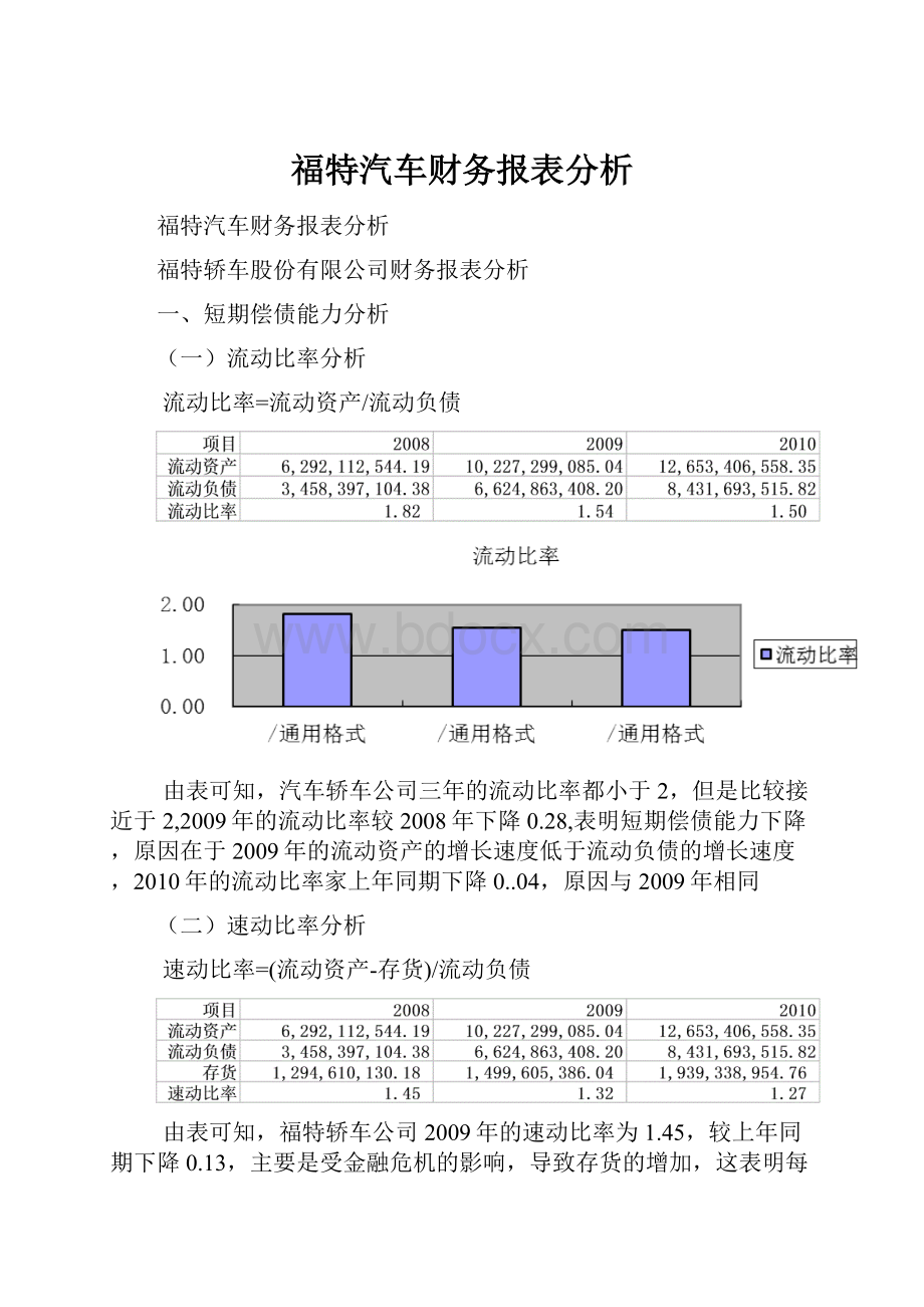 福特汽车财务报表分析.docx_第1页