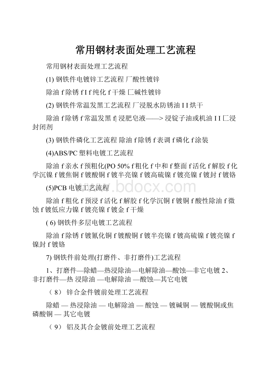 常用钢材表面处理工艺流程.docx_第1页