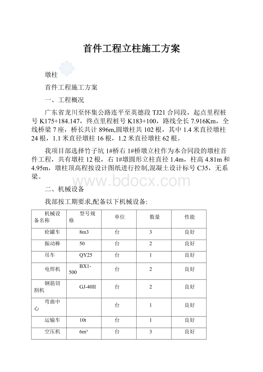 首件工程立柱施工方案.docx