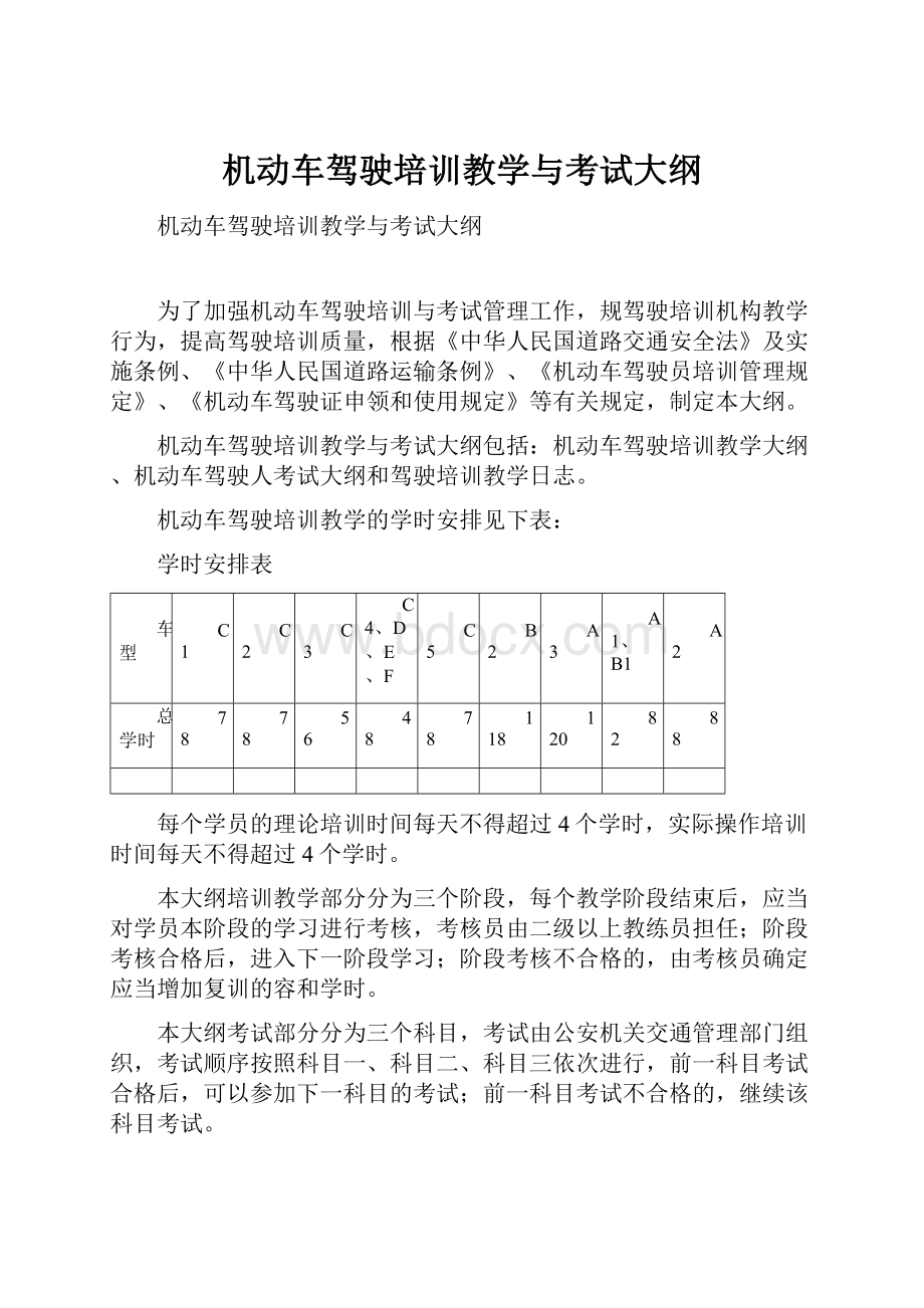 机动车驾驶培训教学与考试大纲.docx