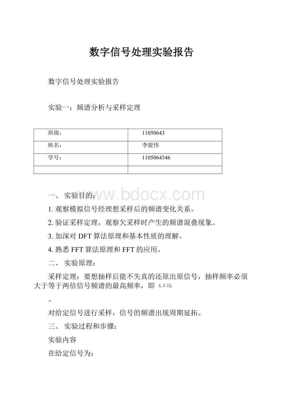 数字信号处理实验报告.docx