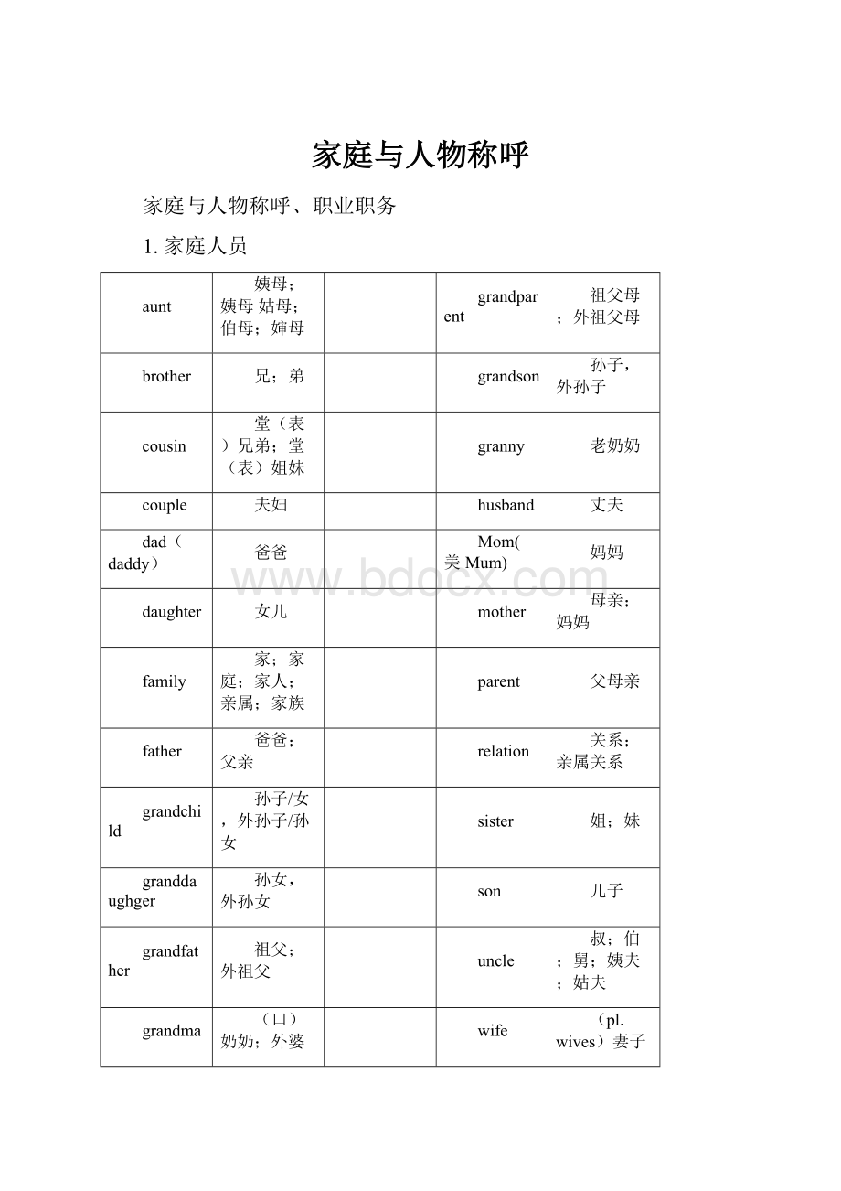 家庭与人物称呼.docx