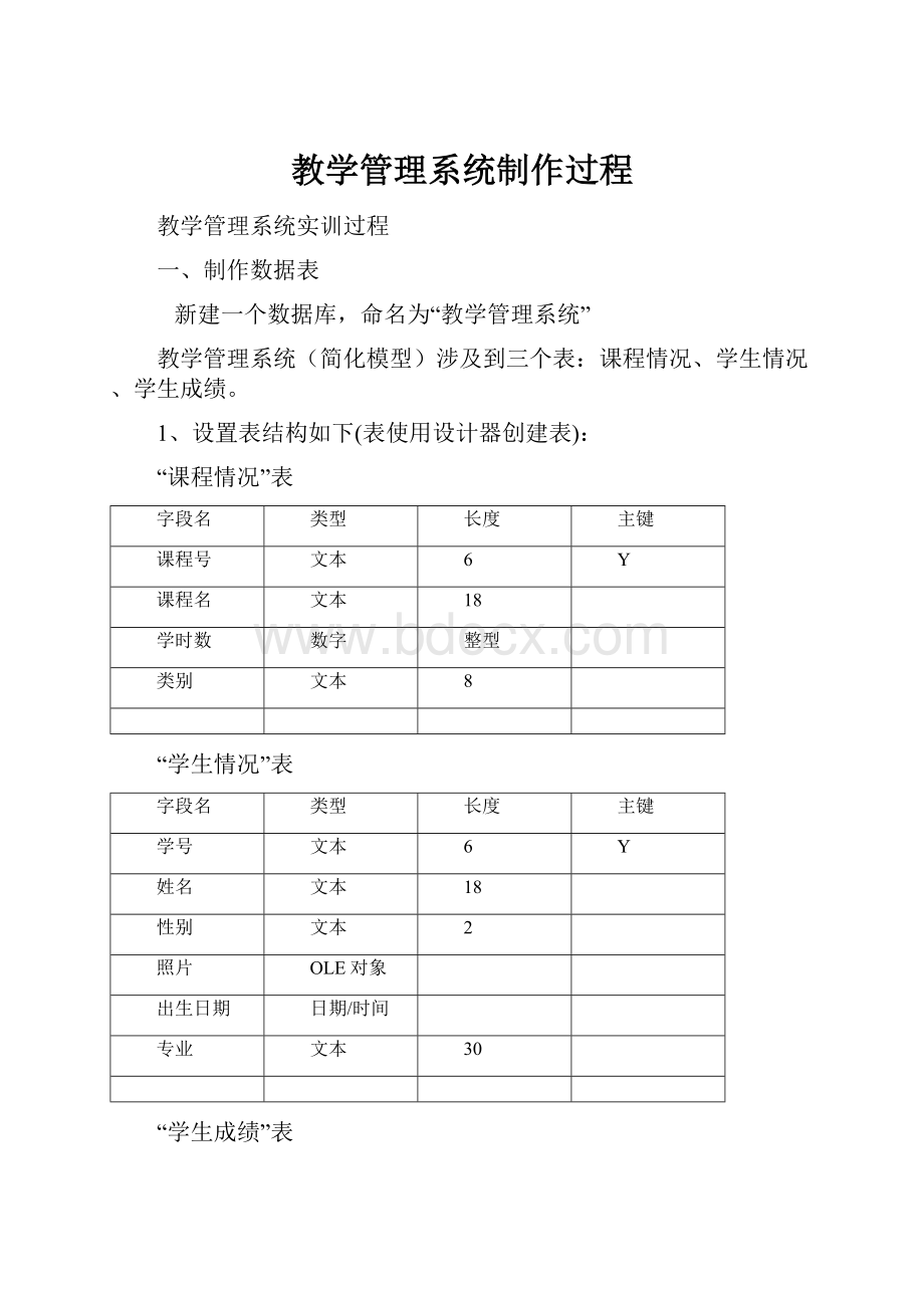 教学管理系统制作过程.docx_第1页