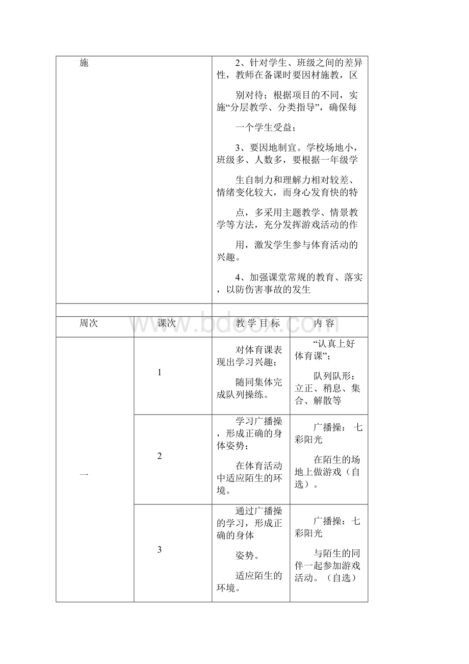 一年级上册体育教学计划.docx_第3页