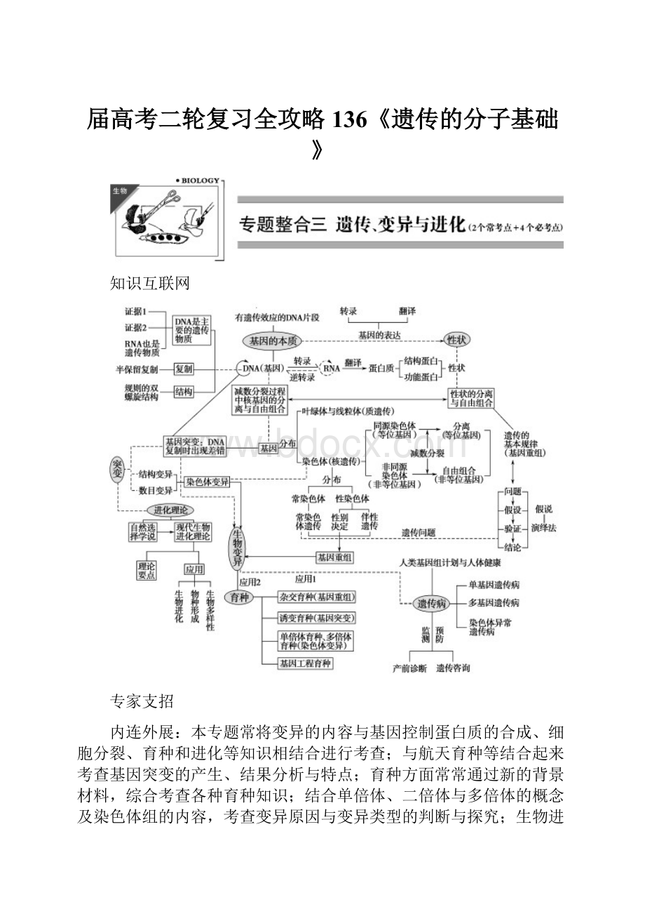 届高考二轮复习全攻略136《遗传的分子基础》.docx_第1页