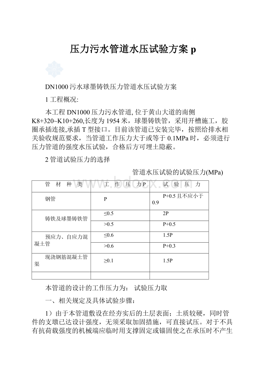 压力污水管道水压试验方案p.docx