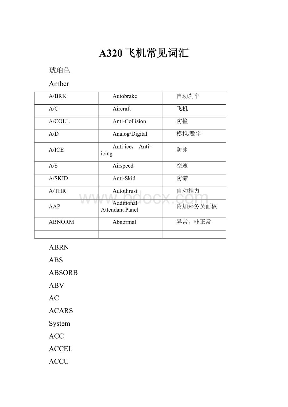 A320飞机常见词汇.docx