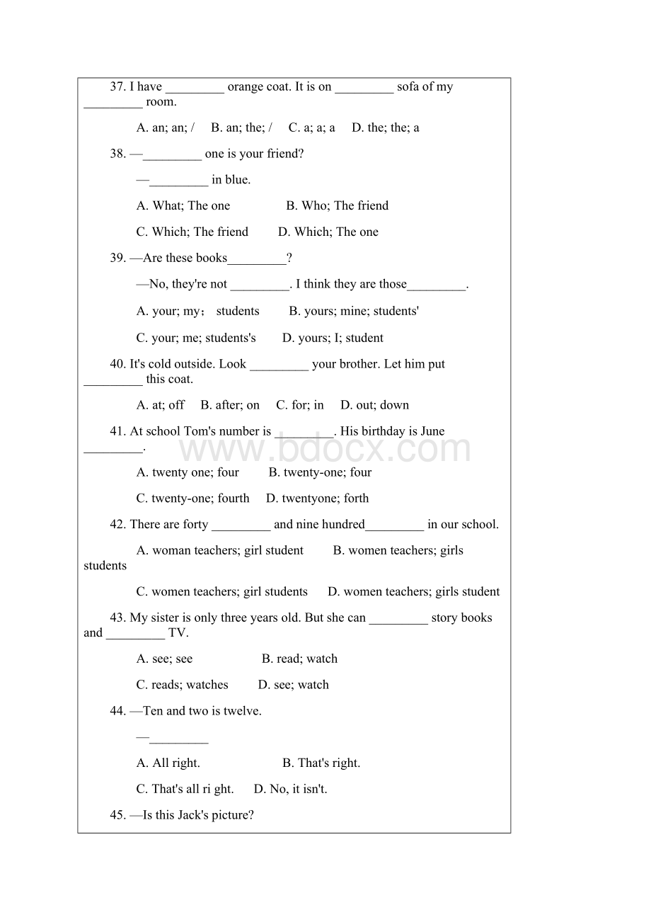 全国中学生英语能力竞赛初一年级组样题.docx_第2页