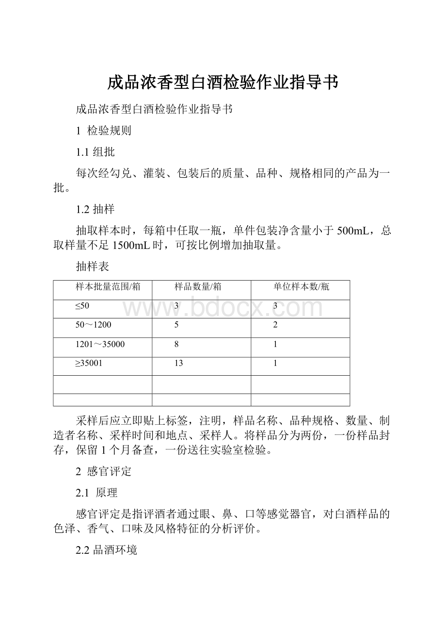 成品浓香型白酒检验作业指导书.docx_第1页