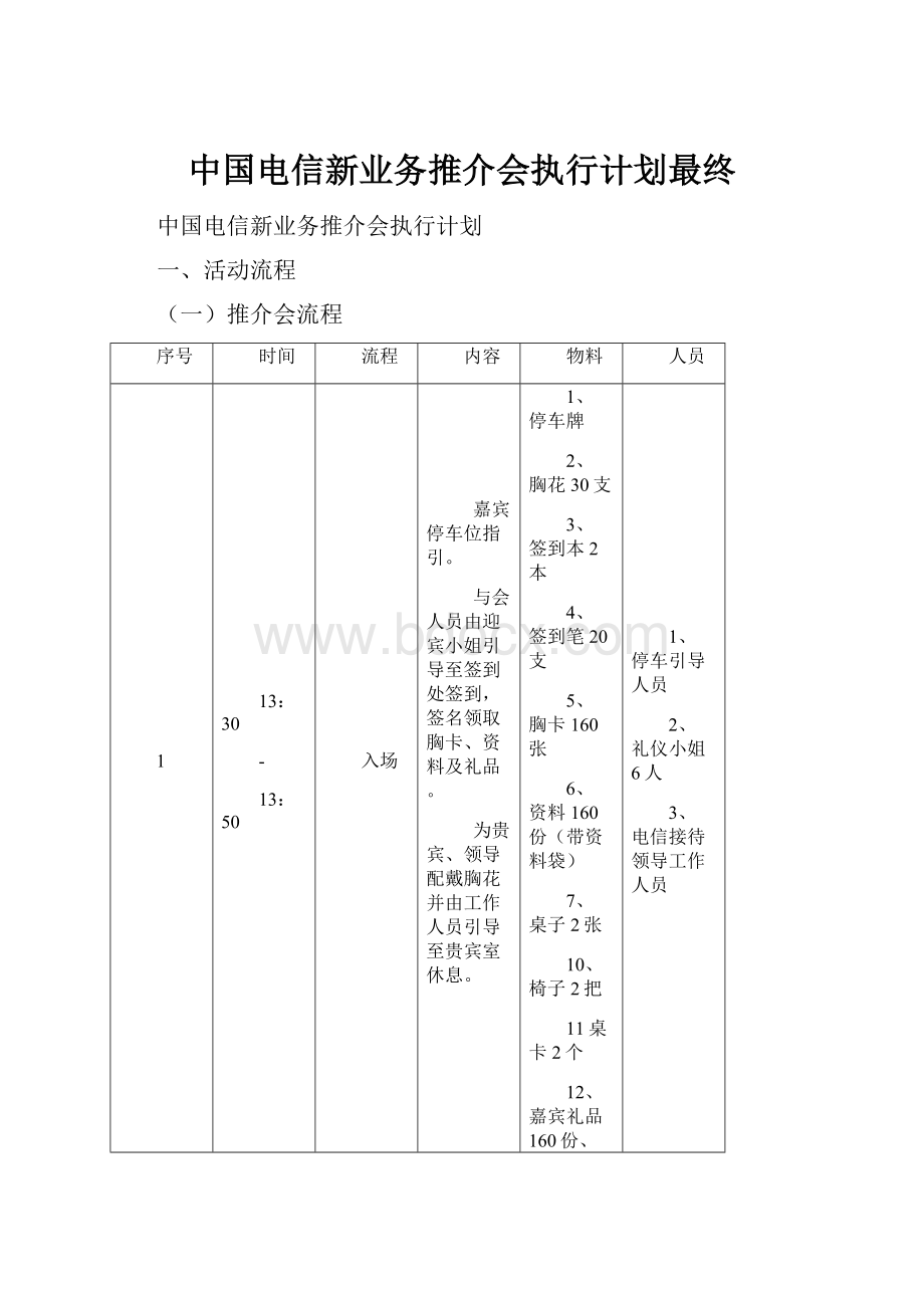 中国电信新业务推介会执行计划最终.docx