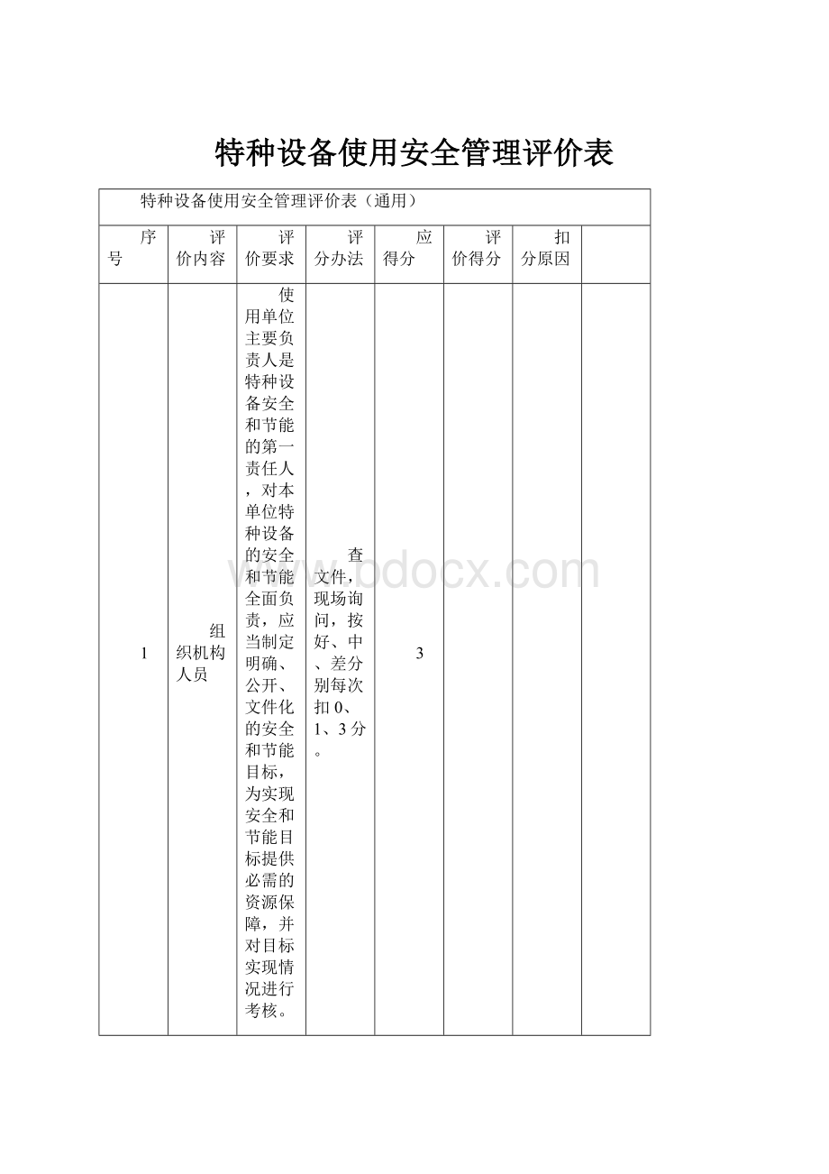 特种设备使用安全管理评价表.docx