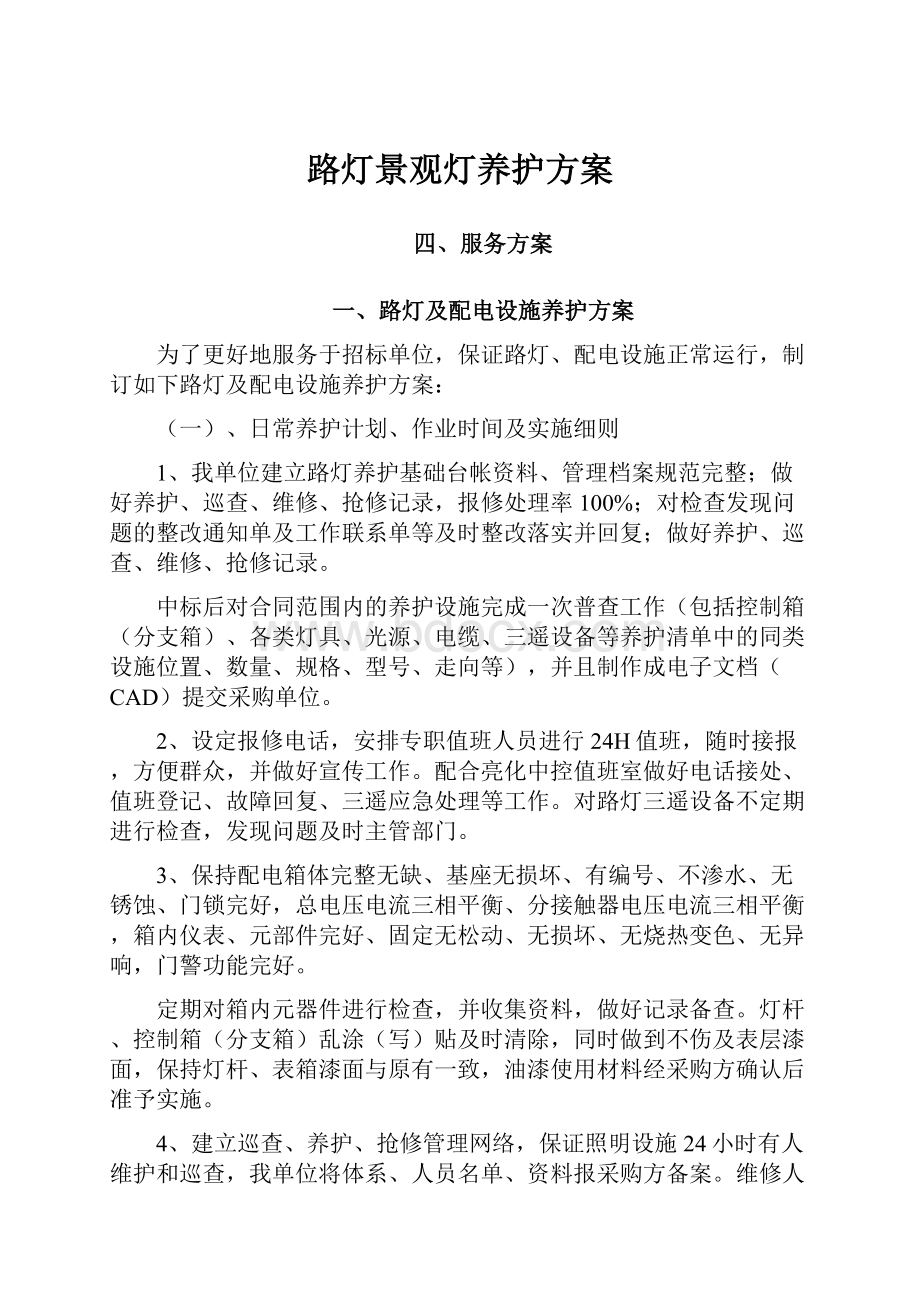 路灯景观灯养护方案.docx_第1页