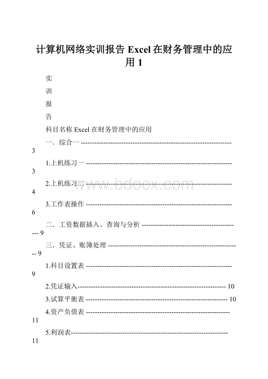 计算机网络实训报告Excel在财务管理中的应用1.docx