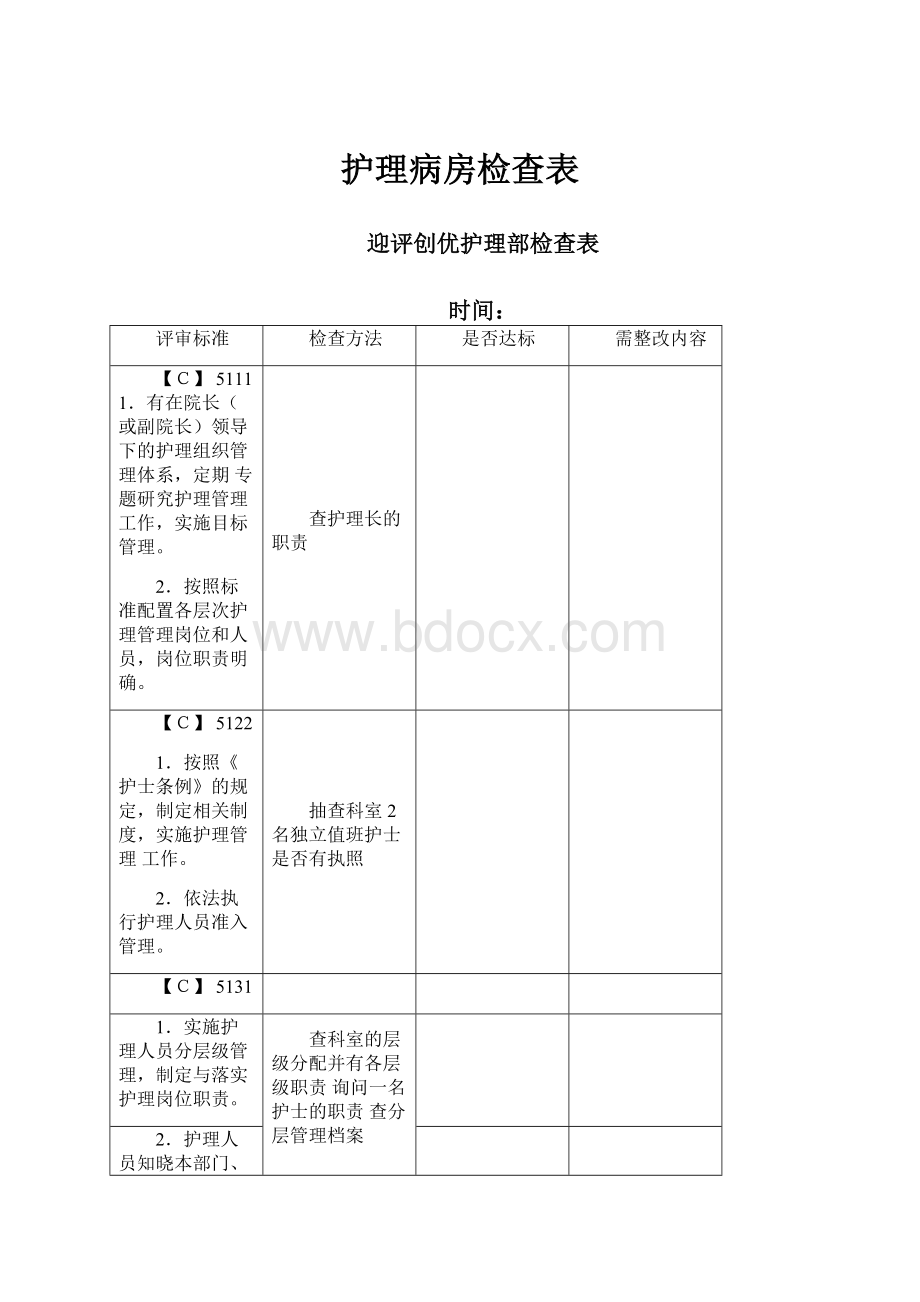 护理病房检查表.docx