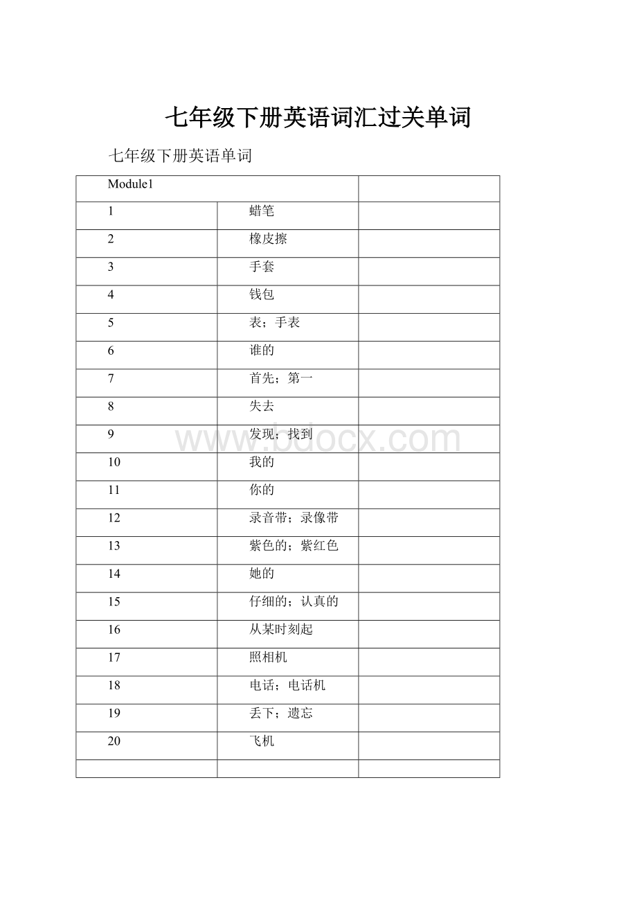 七年级下册英语词汇过关单词.docx_第1页