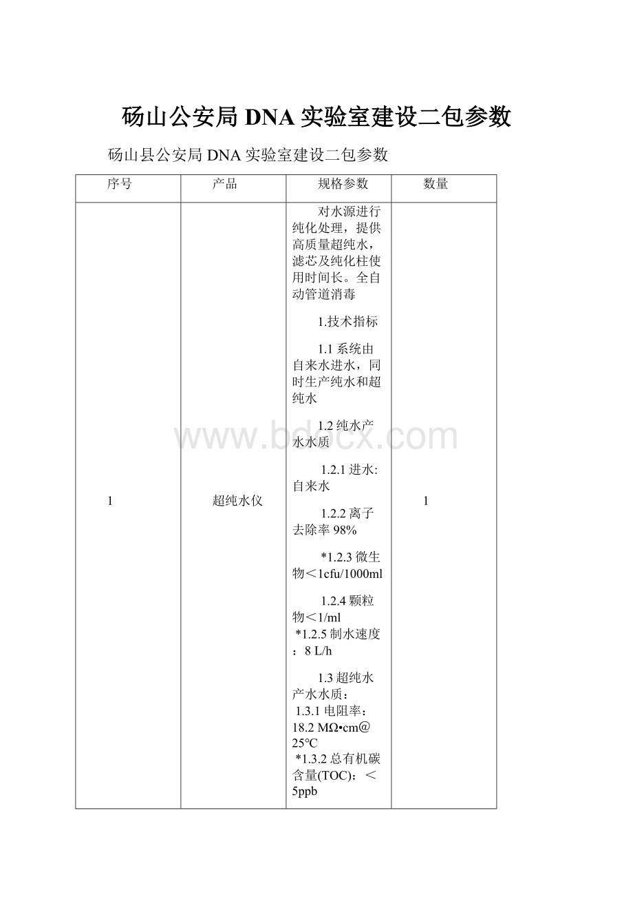 砀山公安局DNA实验室建设二包参数.docx