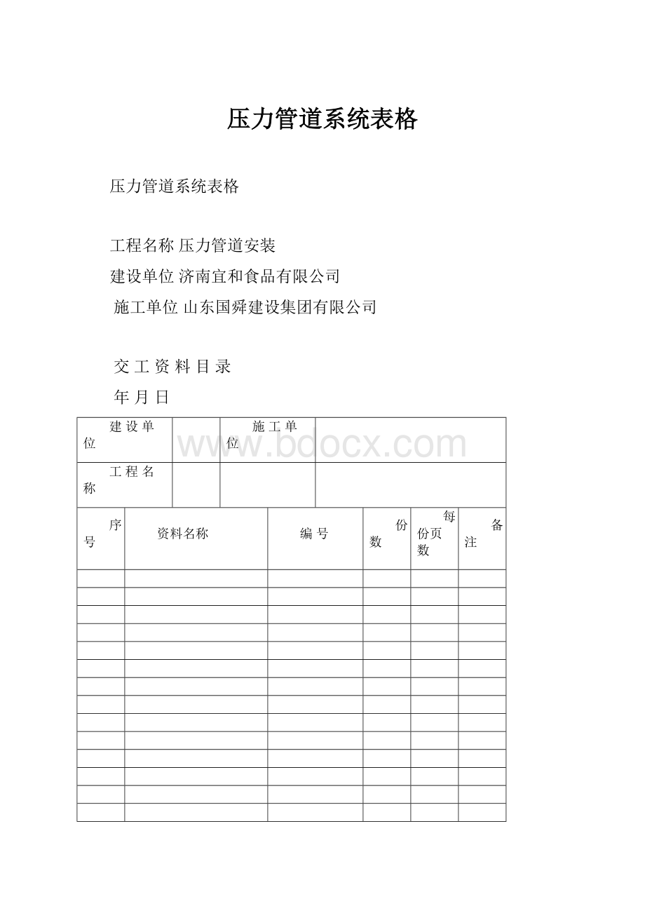 压力管道系统表格.docx