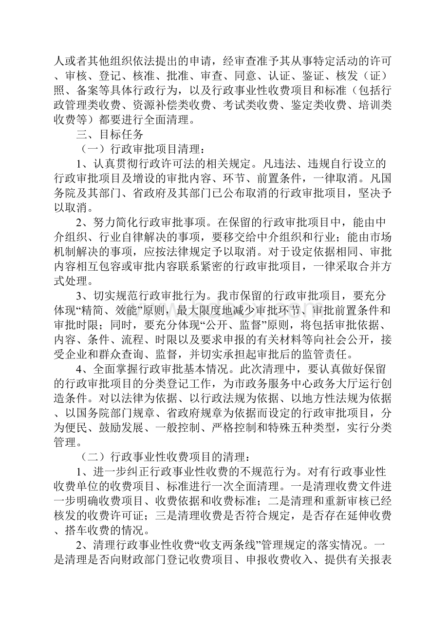 XX年全市行政审批项目清理整顿工作方案.docx_第2页