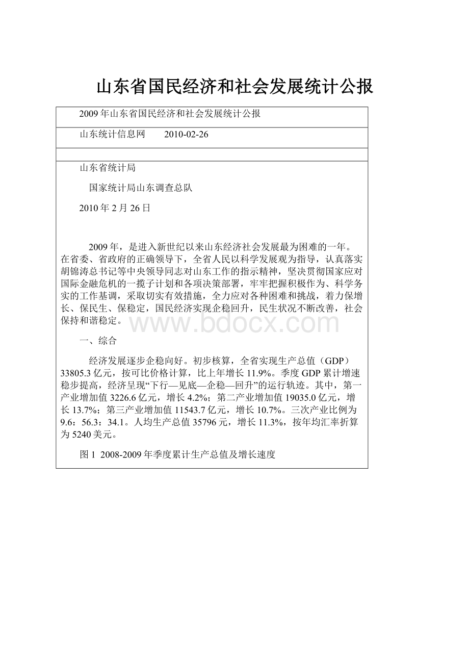 山东省国民经济和社会发展统计公报.docx_第1页