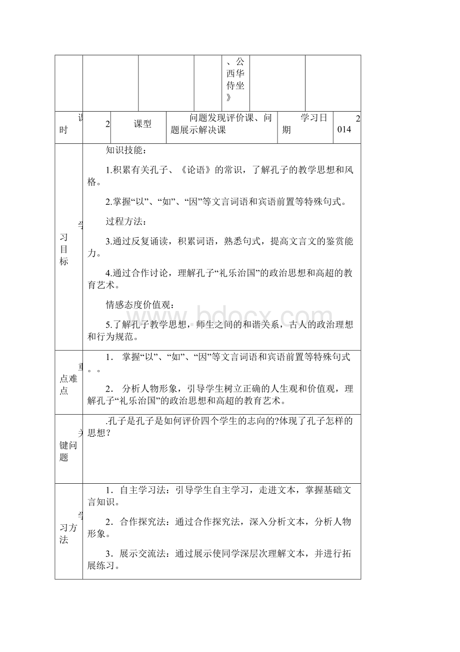 导学案一案三单《子路曾皙冉有公西华侍坐》.docx_第2页