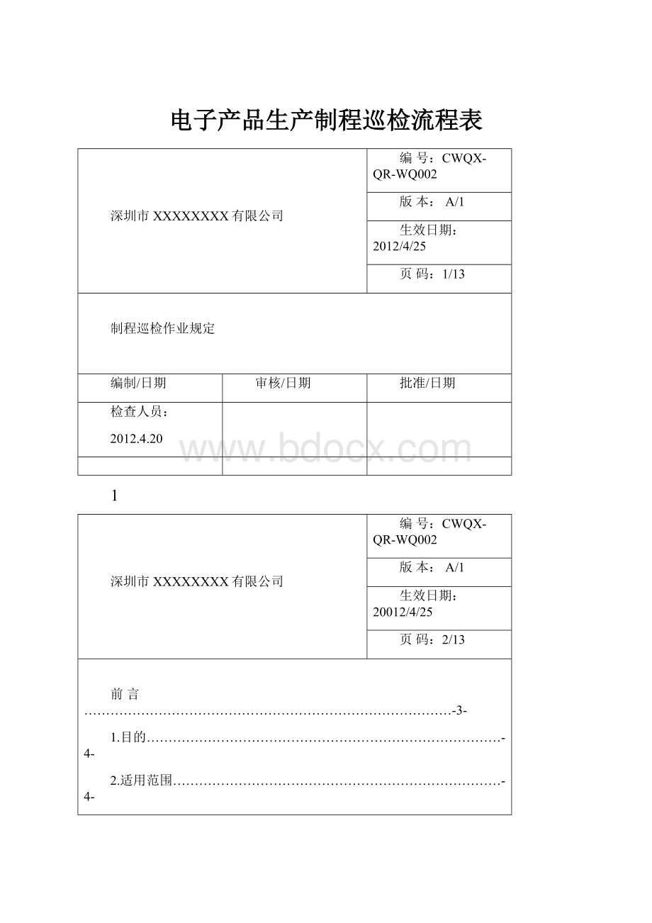 电子产品生产制程巡检流程表.docx_第1页