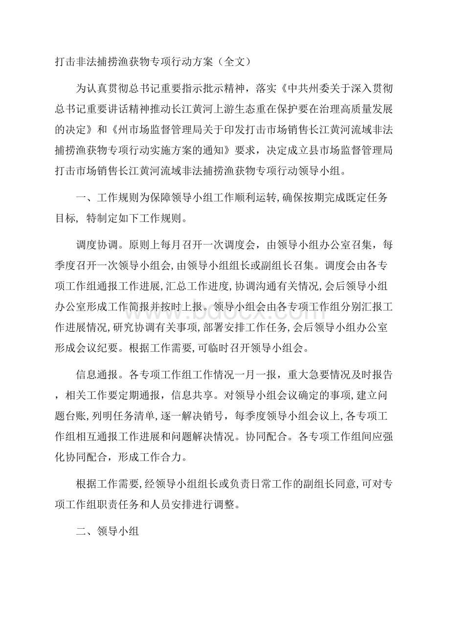 打击非法捕捞渔获物专项行动方案(全文).docx