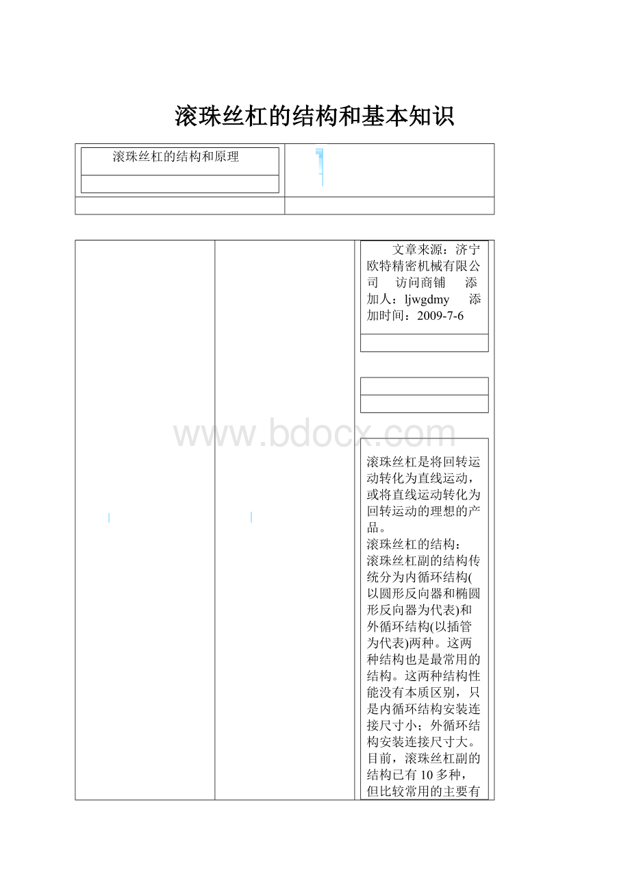 滚珠丝杠的结构和基本知识.docx