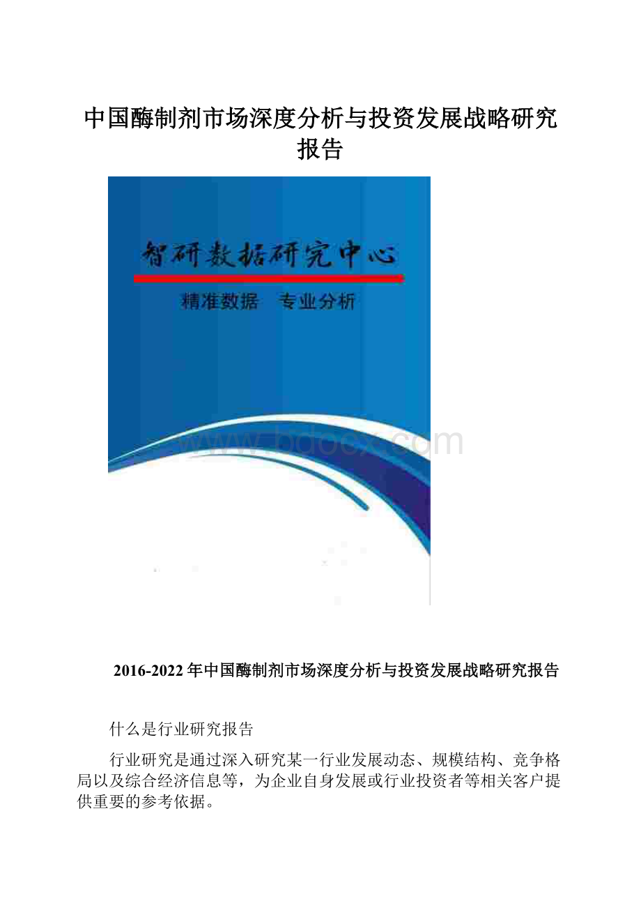 中国酶制剂市场深度分析与投资发展战略研究报告.docx_第1页