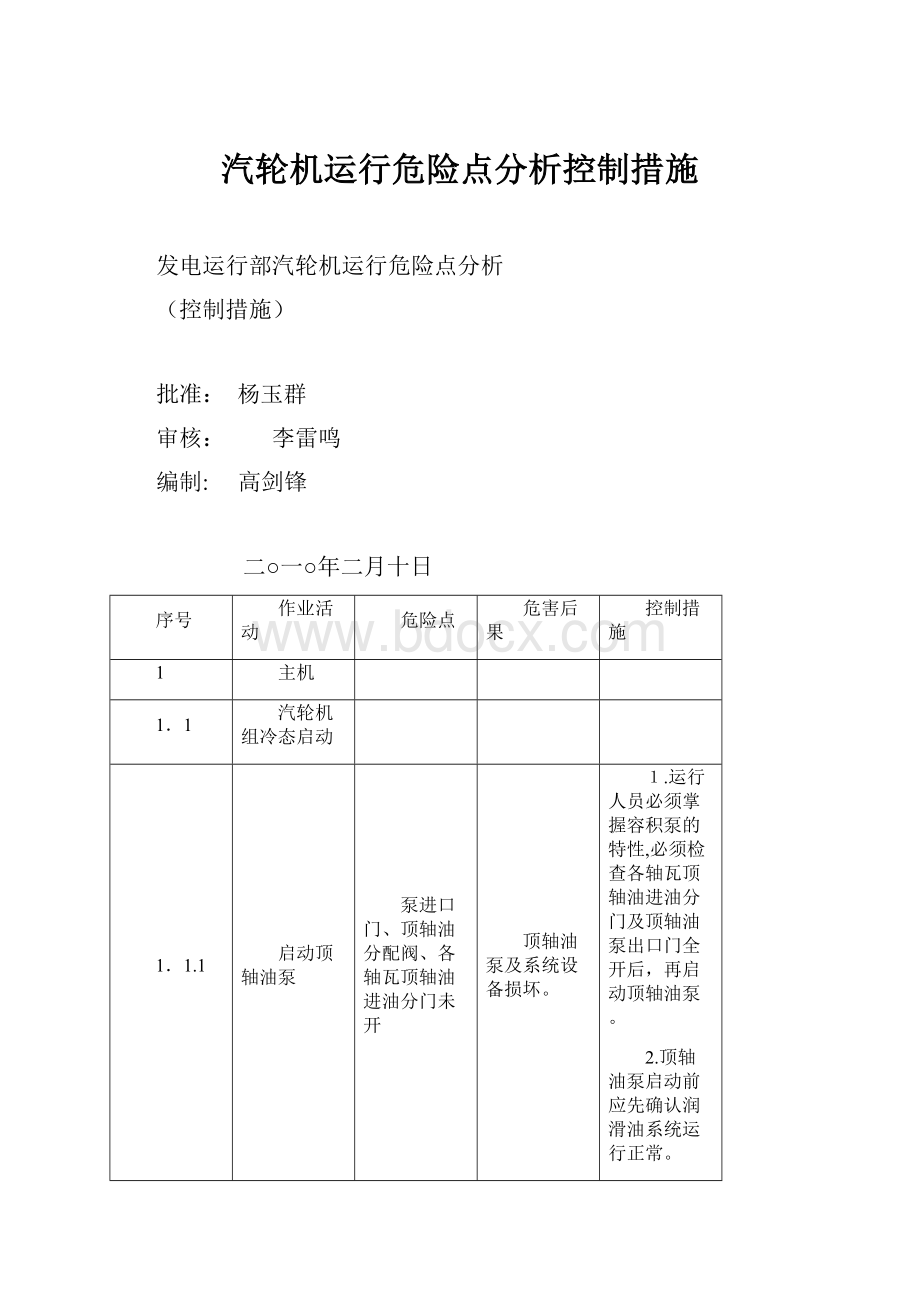 汽轮机运行危险点分析控制措施.docx_第1页