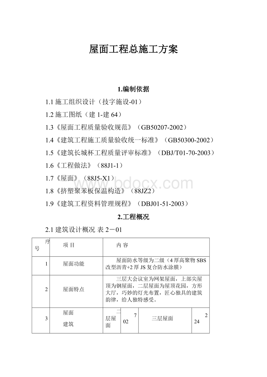 屋面工程总施工方案.docx_第1页