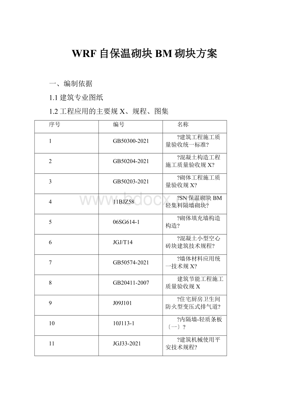 WRF自保温砌块BM砌块方案.docx_第1页