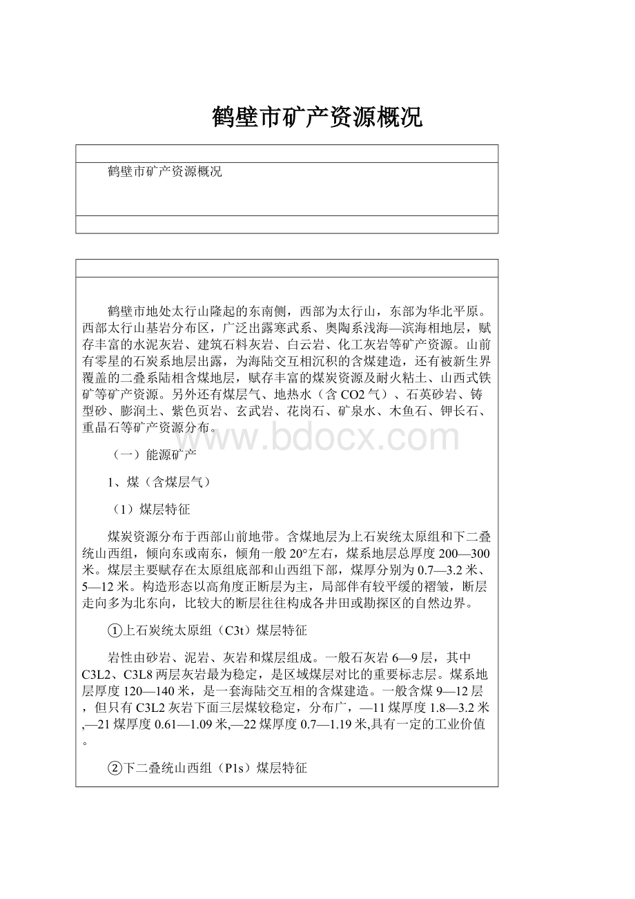 鹤壁市矿产资源概况.docx