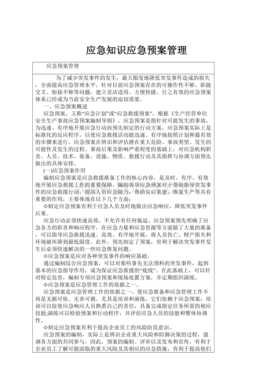 应急知识应急预案管理.docx