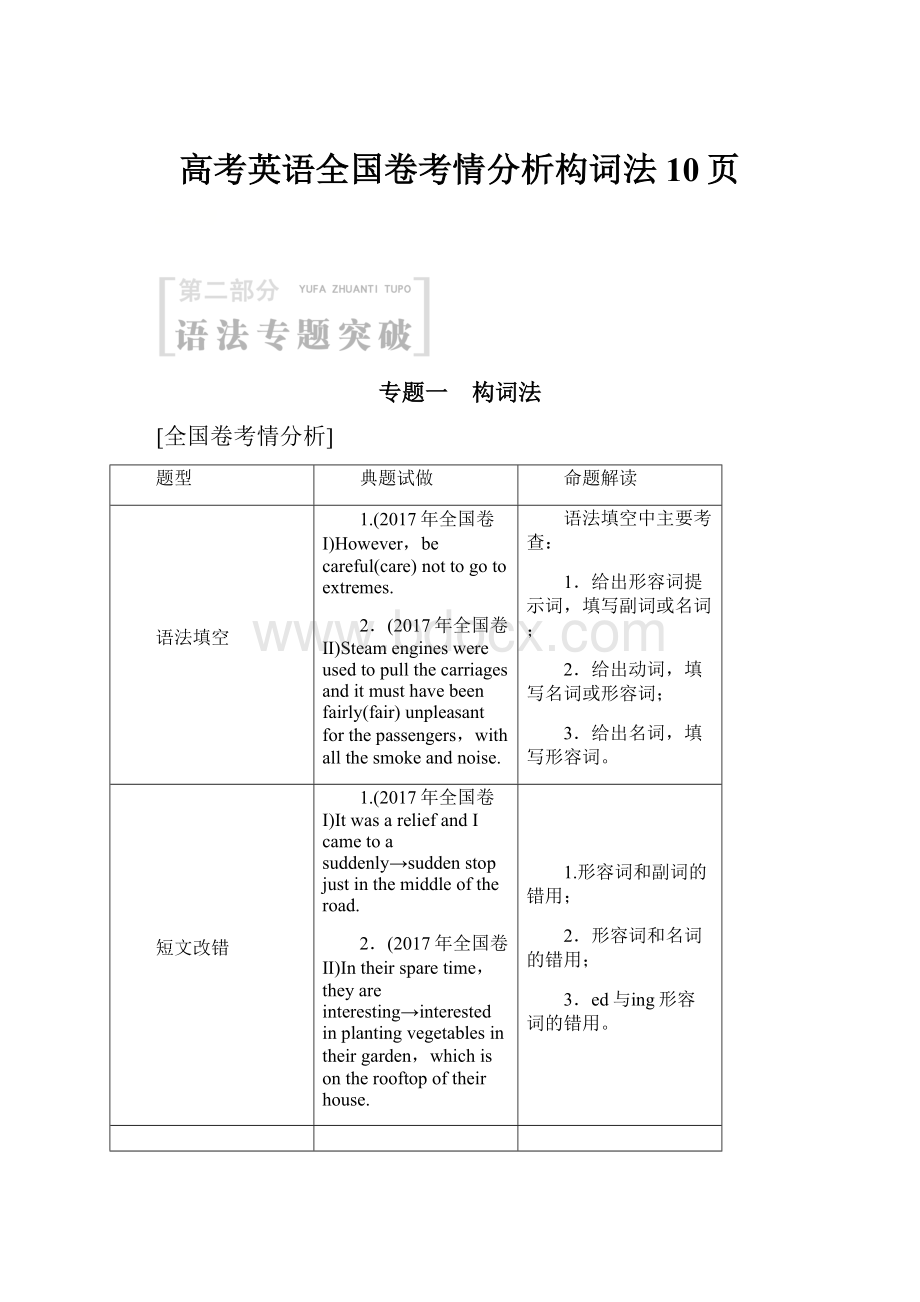 高考英语全国卷考情分析构词法10页.docx