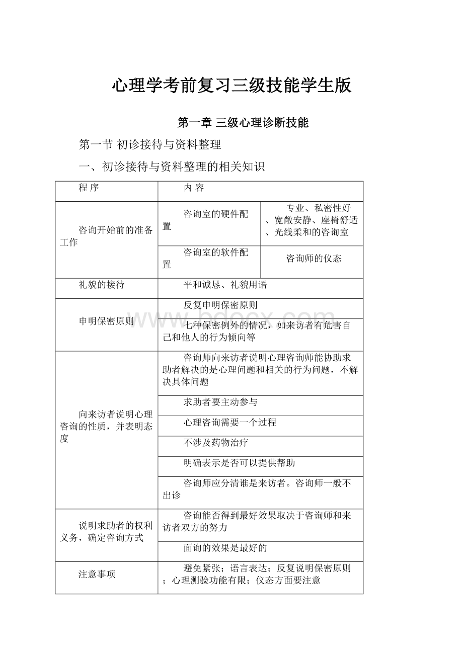 心理学考前复习三级技能学生版.docx