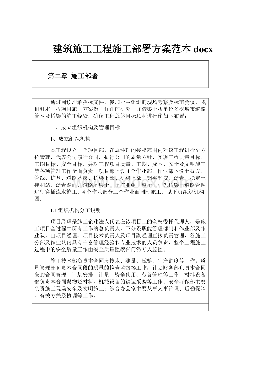 建筑施工工程施工部署方案范本docx.docx