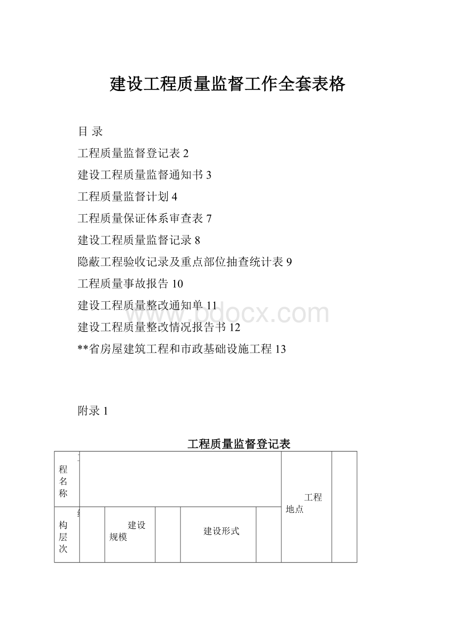 建设工程质量监督工作全套表格.docx