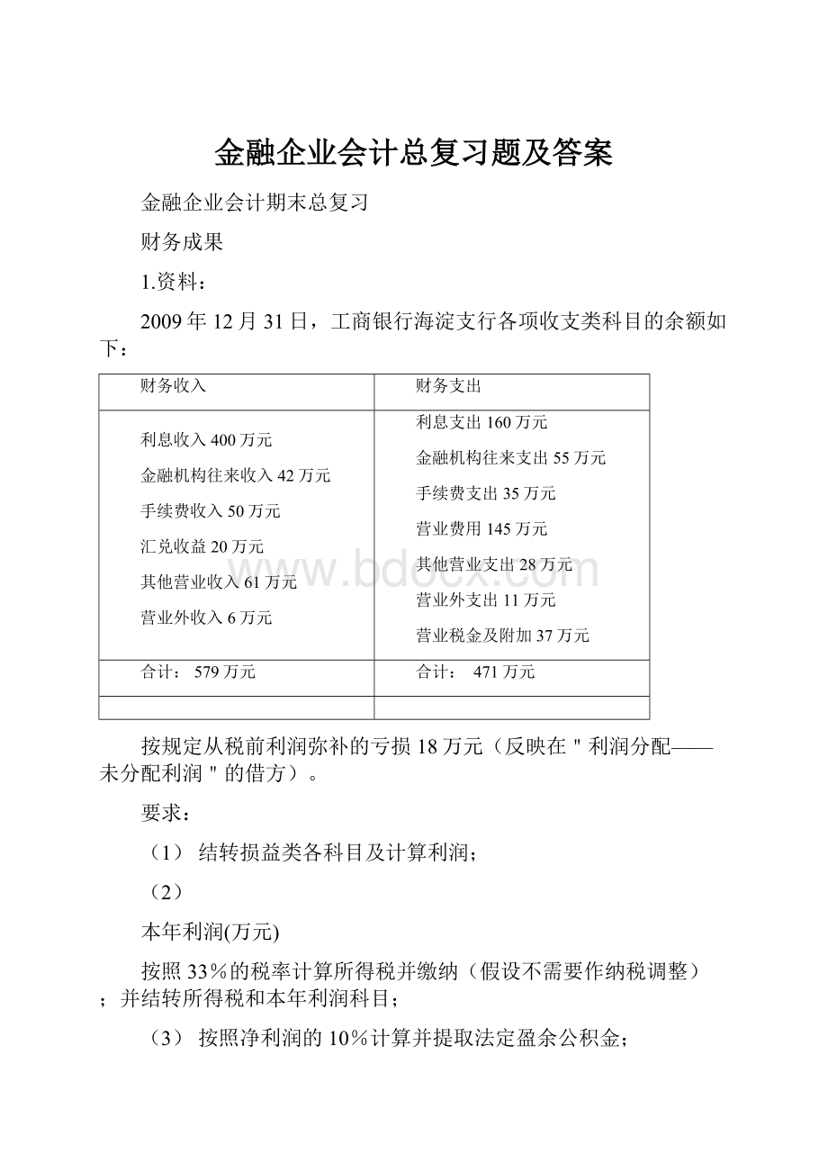 金融企业会计总复习题及答案.docx_第1页