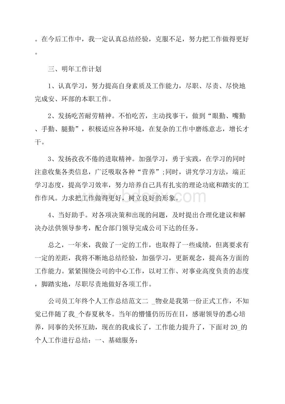 公司员工年终个人工作总结范文五篇.docx_第3页