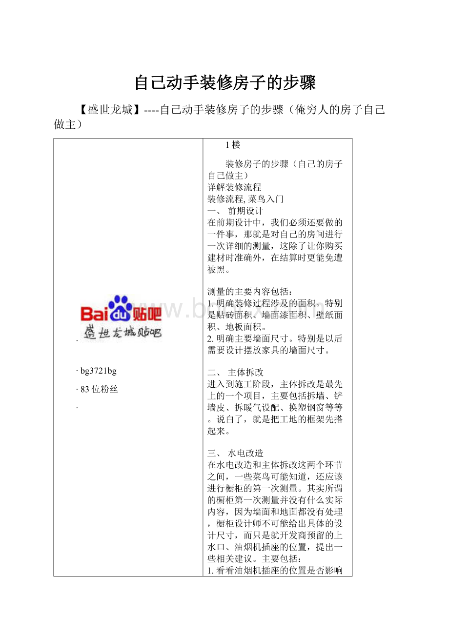 自己动手装修房子的步骤.docx_第1页