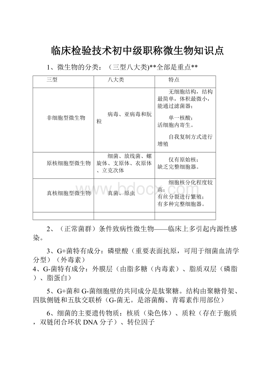 临床检验技术初中级职称微生物知识点.docx_第1页