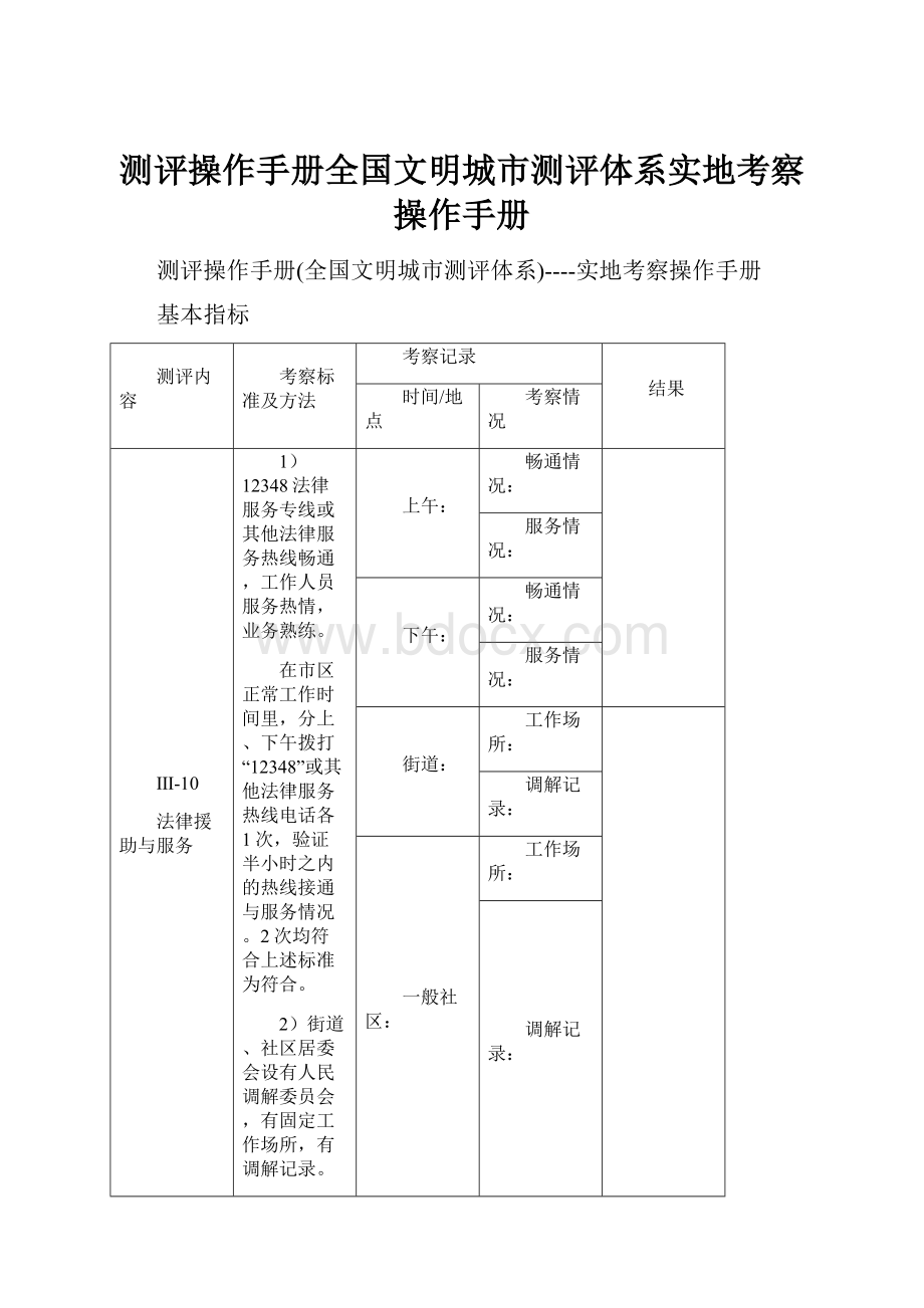 测评操作手册全国文明城市测评体系实地考察操作手册.docx_第1页