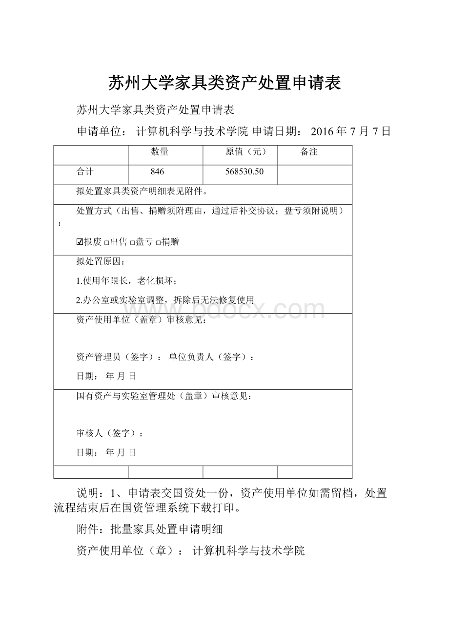 苏州大学家具类资产处置申请表.docx