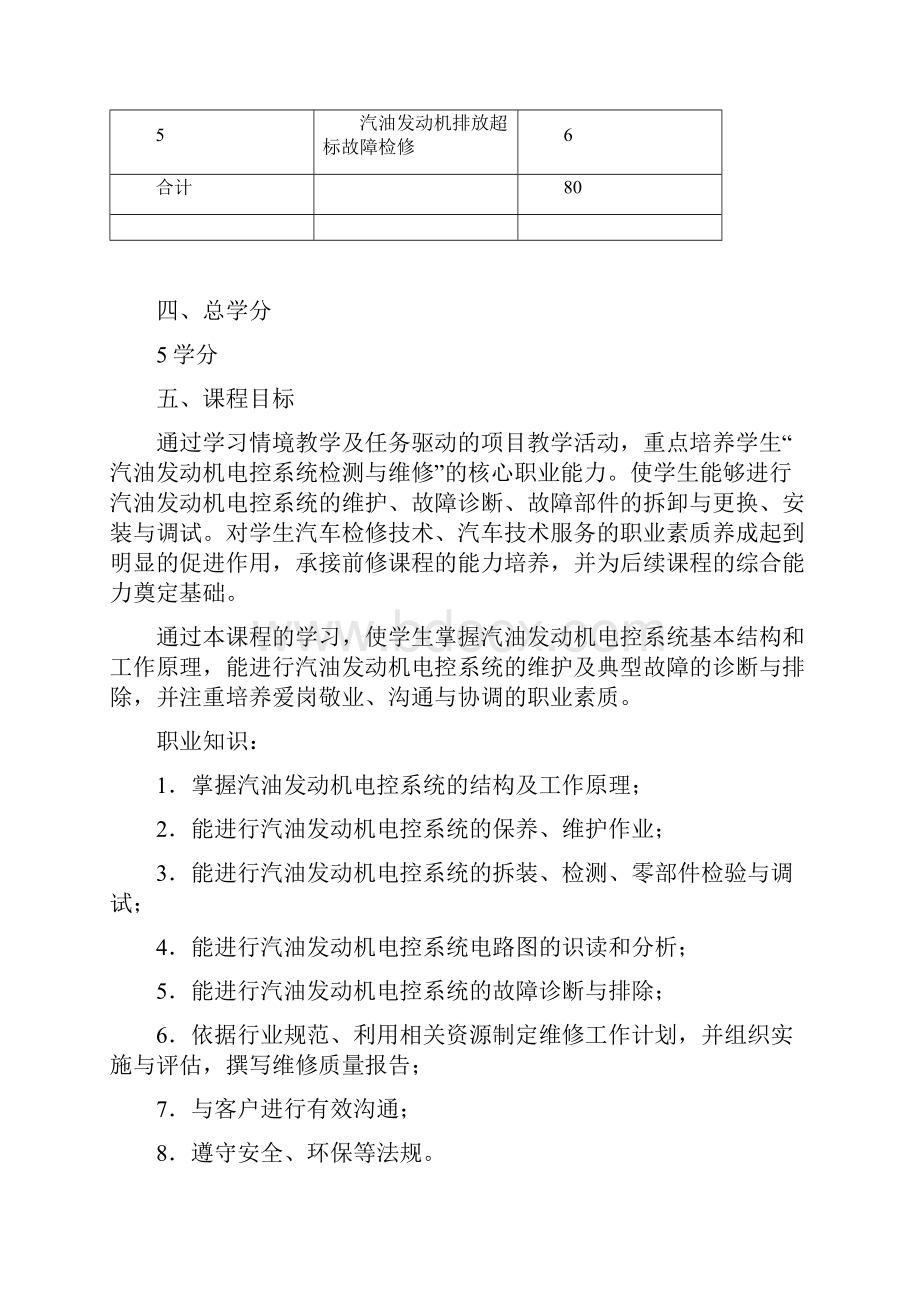 汽油发动机电控系统检修课程标准范文.docx_第2页