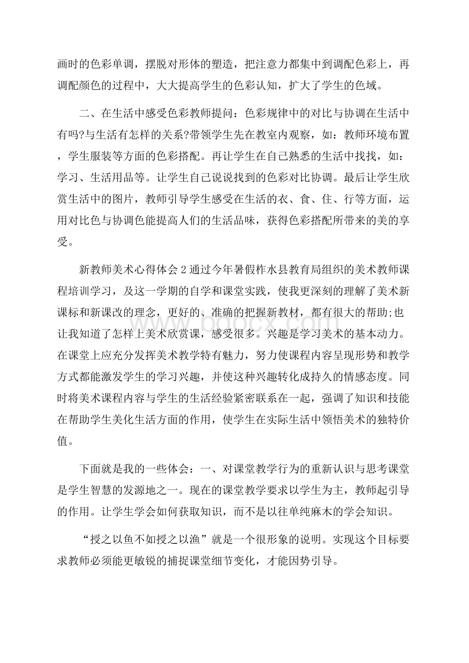 新教师美术心得体会五篇.docx_第2页