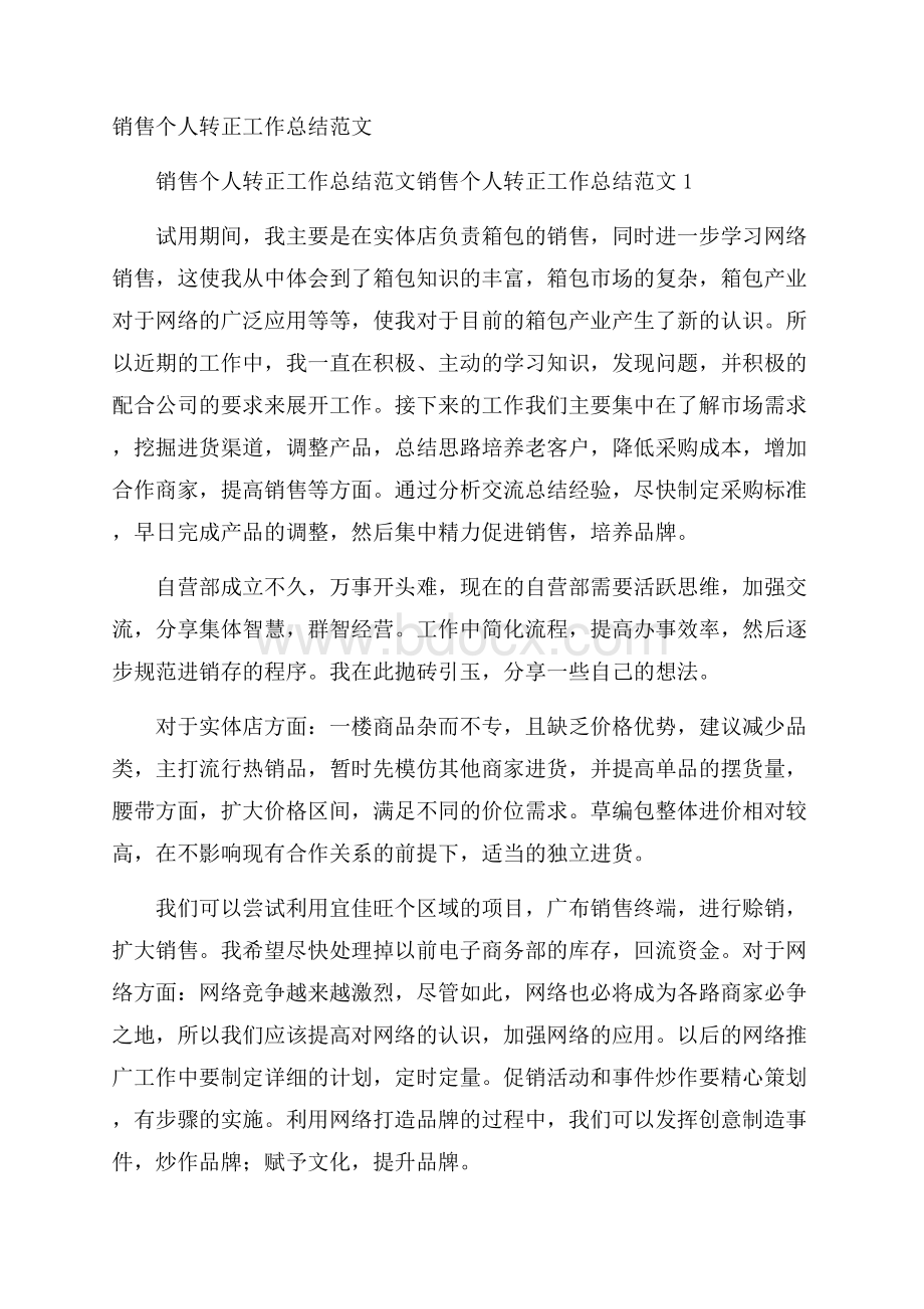 销售个人转正工作总结范文.docx