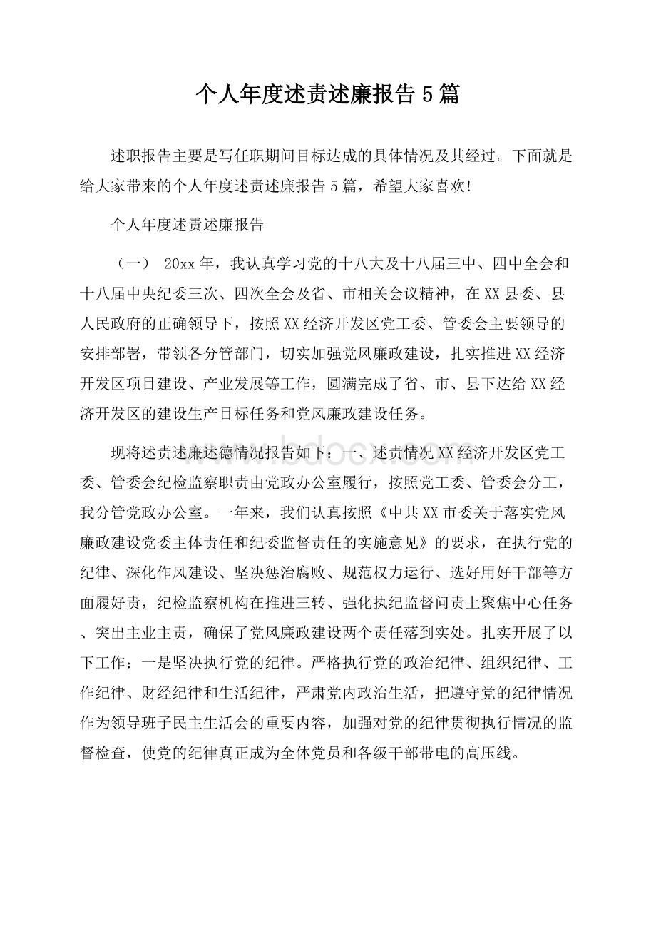 个人年度述责述廉报告5篇.docx