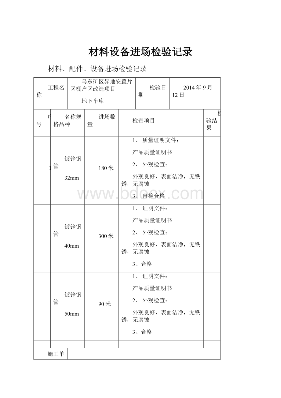 材料设备进场检验记录.docx