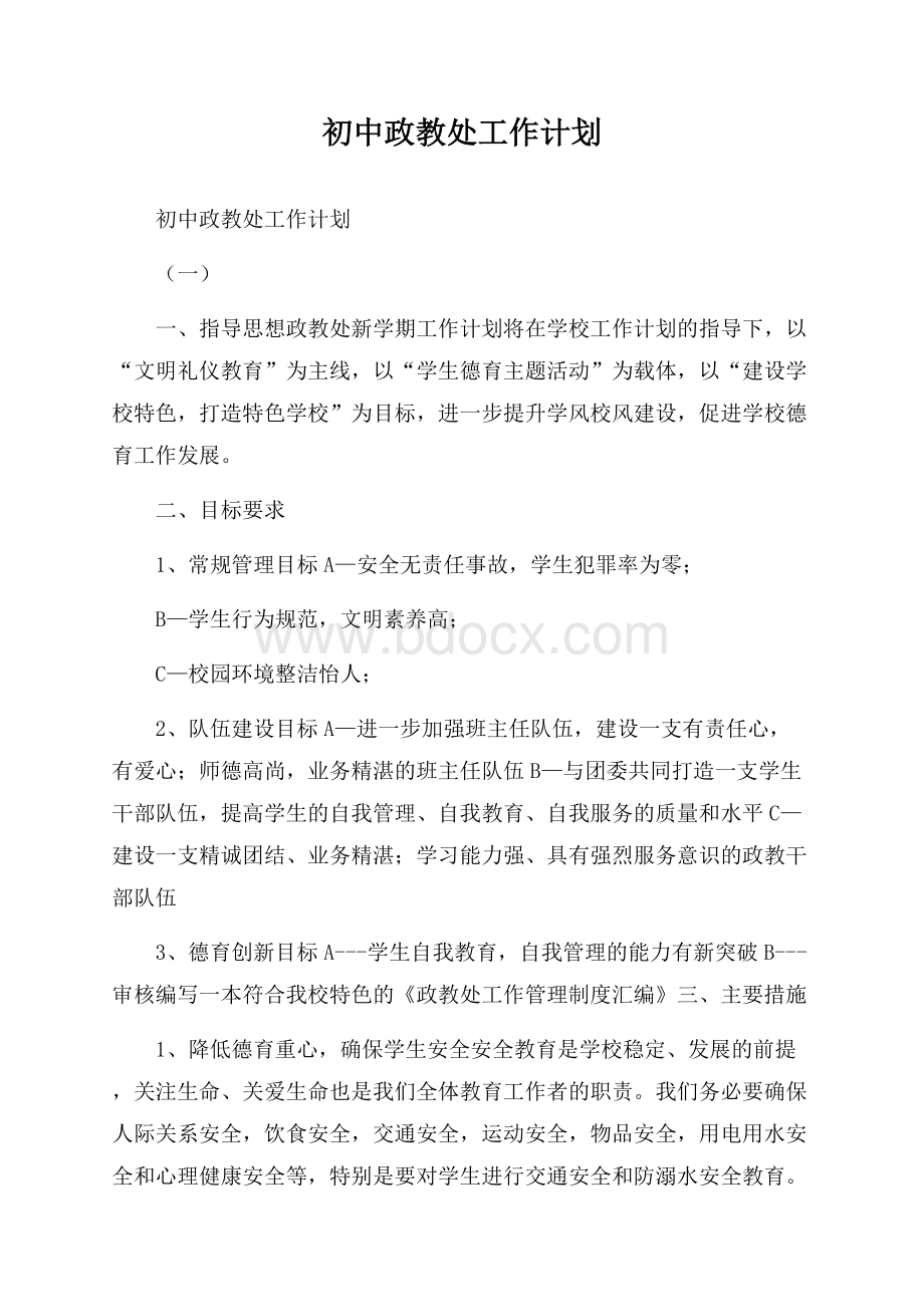 初中政教处工作计划.docx