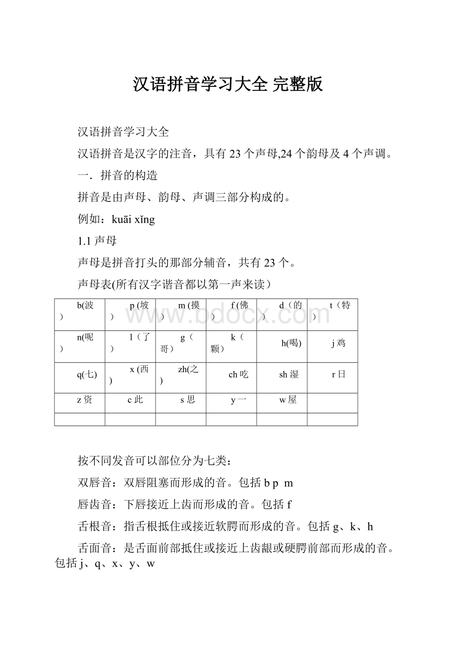 汉语拼音学习大全 完整版.docx_第1页